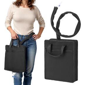 Urine Catheter Bag Cover, Drainage Bag Holder with Zipper Pipe Sleeve & Handle Strap, Soft Diving Fabric, Easy Access, Secure & Discreet for Urostomy & Foley Catheter Users (Black)
