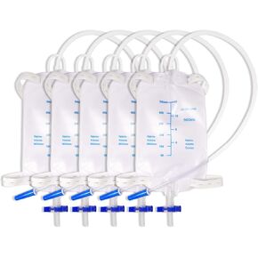 Urinary Leg Bag, Extra Large Tube, Urinary Drainage Bag, Unisex Emergency Medical Drainage Bag, Free Cut Length, 5-Pack