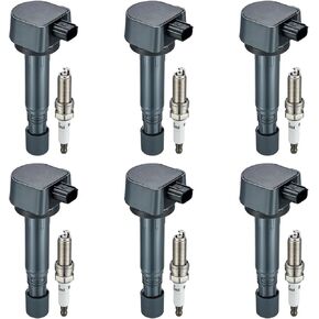 Set of 6 Ignition Coil Pack UF624 and 97390 Iridium Spark Plugs Compatible with Acura RDX ZDX Compatible with Honda Pilot Ridgeline 3.5L 3.7L V6 Replacement for 5C1722 30520RN0A01