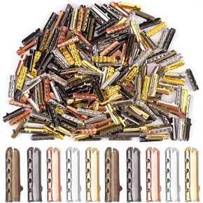 AUEAR, 250 Pack Metal Aglets 4 Holes Shoelace Tips Head Bullet Shoelaces Ends Replacement Tip for Sneakers DIY Repair 5 Colors
