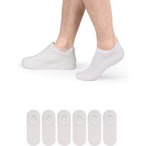 Hugh Ugoli Men Bamboo No Show Socks, Non Slip, Soft,Thin, Low Cut, Seamless Toe, Shoe Size: 11-13/8-11 6&12 Pairs
