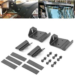 No Need Drilling 50 inch Curved Straight LED Light Bar Upper Windshield Pro-fit Cage Mounting Brackets Compatible with Polaris Ranger 570 900 1000
