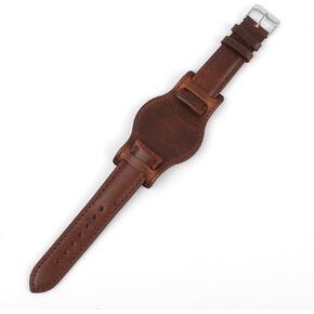 Onthelevel Leather Cuff Watch Strap 18mm 19mm 20mm 21mm 22mm Vintage Genuine Leather Bund Watch Band with Mat for Men