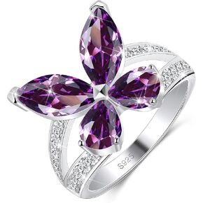 Birthstone Butterfly Ring For Women, Sterling S925 Silver Ring, Engagement Rings Promise Rings For Her
