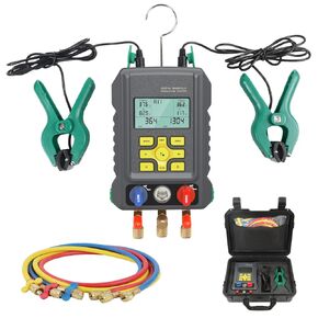 CMTOOL HVAC Gauges Digital Manifold Gauges Set, 93 Refrigerants, Pressure and Temp Test, HVAC Tools with 2 Temperature Clamps and 3 Hoses, for R134A 1234YF R22 R12 R404A R410A
