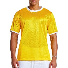 Ouber Athletic Mesh T-Shirt for Men – Loose Fit Colorblock Quick-Dry Workout Shirt
