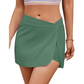 GRAPENT Women's Swim Skirt High Waisted Asymmetric Wrap Bikini Tankini Bathing Suits Bottoms Side Split Swimsuit Skirts