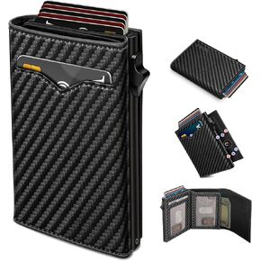 محفظة للرجال ، مع Cash Pocket 2 Window 9-13 بطاقات ، Metal Case Smart Slim Pop up حامل بطاقة الائتمان مع إغلاق مغناطيسي RFID محفظة Trifold مع صندوق هدية