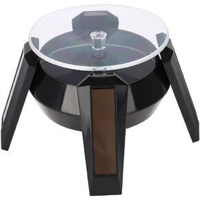 Solar Turntable,Solar Rotating Display Stand, 360° Rotating Turntable with LED Light for Watch Phone Jewelry Display (Black)