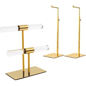 Display Stand Acrylic 2-Tier Jewelry Towers and 2 PCS Purse Display Stand