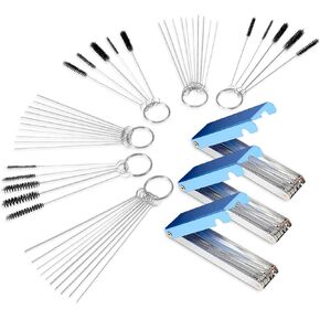 Carburetor Cleaning Kit,30 Cleaning Needles + 15 Nylon Brushes+2 Aluminum Box Cleaning Kit for Motorcycle Moped Welder Spray