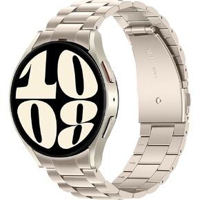 Anlinser No Gap Bands متوافقة مع Samsung Galaxy Watch 6/5/4 Band 40mm 44mm/Watch 6 Classic Band 43mm 47mm/Watch 5 Pro 45mm/Watch 4 Classic، حزام معدني 20 مم للنساء والرجال، فضي