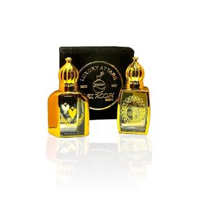 Exquisite Oud Amber and Oud Rose Combo Attar Oil Set - Luxurious Fragrances - Long Lasting and Addictive Perfumed Oil - Alchohol Free - Pure & Natural - Unveil Enchanting Aromas - 2x10ml