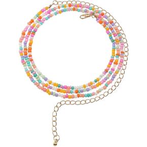 بذور قوس قزح بذور الخصر المخرمة حزام سلسلة للنساء الفتيات ملونات Boho Summer Beach Bikini سلاسل البطن المثير إكسسوارات الجسم الأفريقية مجوهرات الهدايا