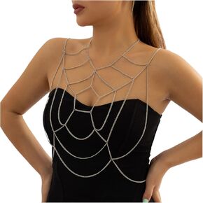 Summer Multi- layer Body Chain Sexy Spider Web Chest Chain Shoulder Bra Harness Choker Body Jewelry Accessories for Women