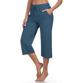 MoFiz Women's Capri Pants Wide Leg Plus Size Lightweight Quick Dry Hiking Pants Casual Loose Sweatpants Athletic Walking Yoga