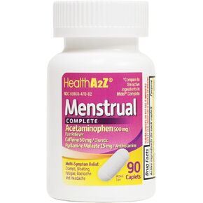HealthA2Z® Menstrual Complete Pain Relief Tablets | 90 Counts | Relieves Cramps, Bloating, Fatigue, Backache & Headache