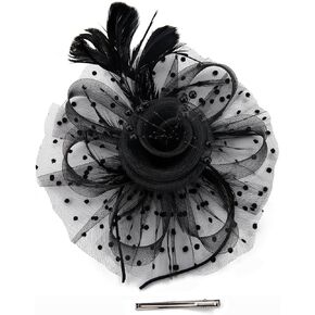 yvpsi women's fascinator hat flower flower feather ascinator مع مقطع للنساء لحفل الشاي كوكتيل زفاف