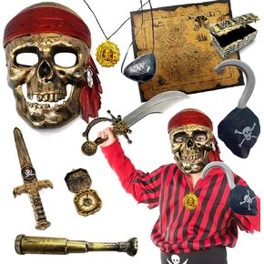 مجموعة إكسسوارات Giftexpress Kids Pirate - 10 قطعة Deluxe Halloween Pirate Custume Play