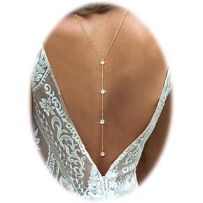 Rhinestone Back Chain Bridal Wedding Tassel Crystal Backdrop Necklace Back Body Jewelry for Women Backless Dress