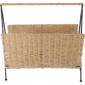 Zerodeko Book Storage Basket Woven Seagrass Magazine Basket Baskets for Shelves Wicker Bathroom Magazine Holder Rattan Floor Basket Household Storage Basket Paper Rope Bookcase Straw