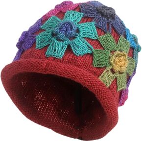 CORIRESHA Women's Boho Crochet Flower Beanie Handmade Cotton Hollow Out Y2k Summer Hat