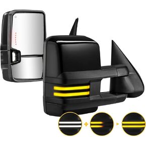 Sanooer Switchback Towing Towing Mirrors Lained Black Light متوافق مع مرايا القطر Sierra Sierra Sierra Sierra 2003-2007