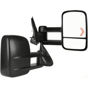 تناسب مرايا القطر للفترة 2003-2007 لـ Chevy for GMC لـ Silverado for Sierra Tow Mirrors عدسة وظائف مدفوعة مع تعديل LED مع LED 1 من المرايا اليسرى واليمين السوداء الأسود