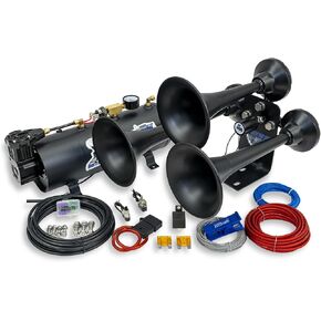 HornBlasters Mini Outlaw 3-Liter Train Horn Kit, All-In-One Air System - Easy Install - Big Sound