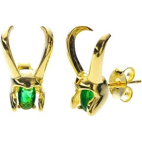 Loki Helmet Earrings Golden Earrings Casual Jewelry Rhinestone UNISEX Stud Skull Crystal Earrings Merch Halloween Cosplay Party Costume Accessories Supplies Gift