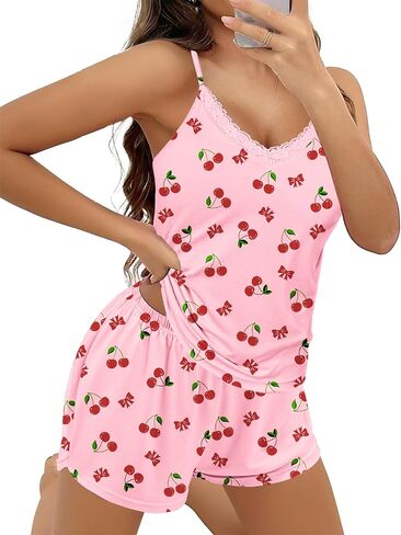 مجموعات Ekouaer Pajama للنساء 2 قطعة للملابس الداخلية الناعمة للبثاء لطيف طباعة كامي بي جيه in Kuwait