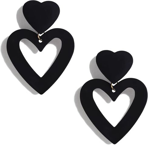Double Heart Earrings Dangling Heart Drop Earrings For Women Love Heart Dangle Earrings Birthday Gift in Kuwait
