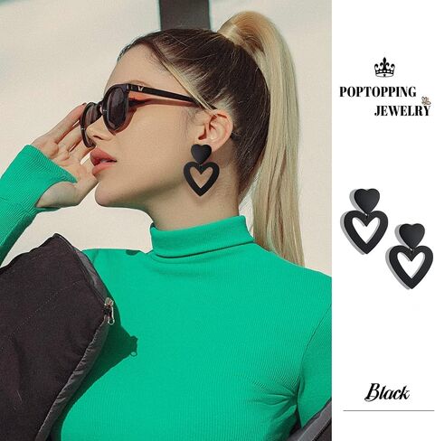 Double Heart Earrings Dangling Heart Drop Earrings For Women Love Heart Dangle Earrings Birthday Gift in Kuwait