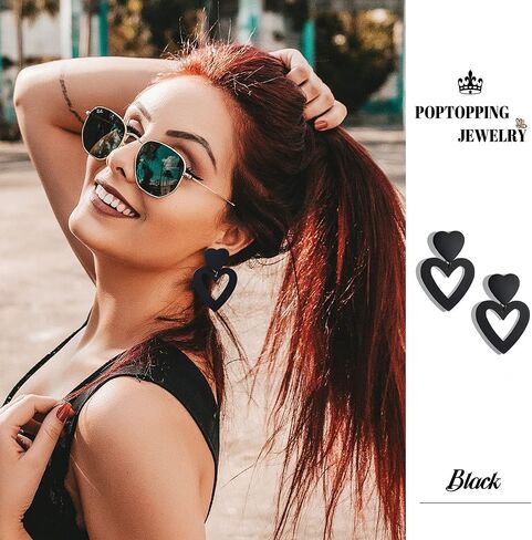 Double Heart Earrings Dangling Heart Drop Earrings For Women Love Heart Dangle Earrings Birthday Gift in Kuwait