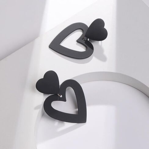 Double Heart Earrings Dangling Heart Drop Earrings For Women Love Heart Dangle Earrings Birthday Gift in Kuwait