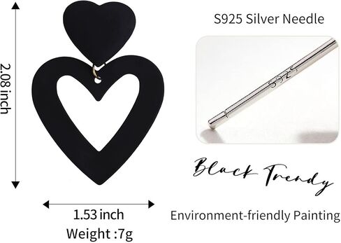 Double Heart Earrings Dangling Heart Drop Earrings For Women Love Heart Dangle Earrings Birthday Gift in Kuwait