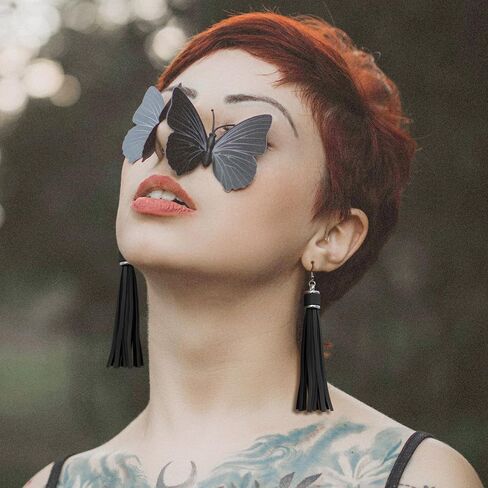 Rechicgu 2x أقراط Western For Women Country Concert Pu Lower Tassles Long Stains Steel Ear Hook Cowgirl Cowboy Pohemian Molerings مجموعة مجوهرات in Saudi Arabia