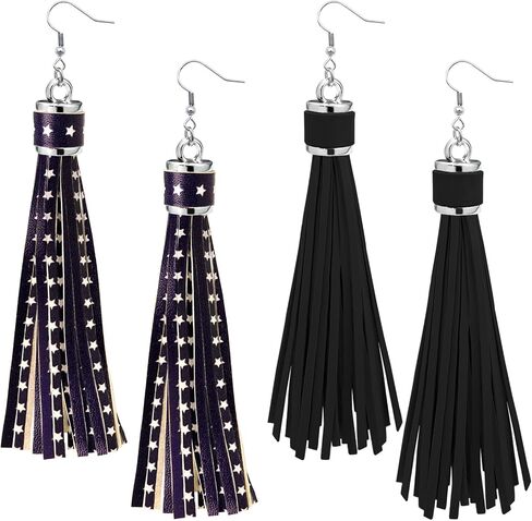 Rechicgu 2x أقراط Western For Women Country Concert Pu Lower Tassles Long Stains Steel Ear Hook Cowgirl Cowboy Pohemian Molerings مجموعة مجوهرات in Saudi Arabia