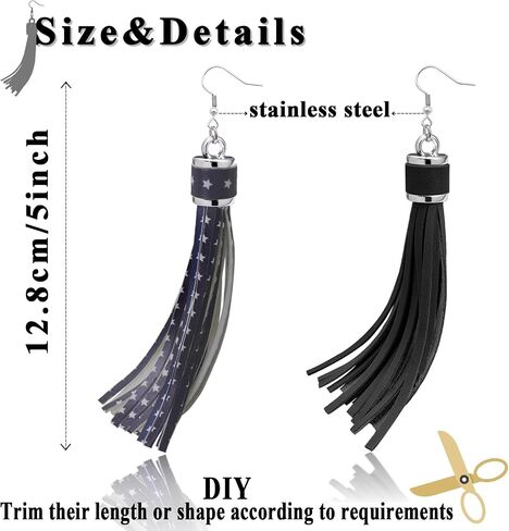 Rechicgu 2x أقراط Western For Women Country Concert Pu Lower Tassles Long Stains Steel Ear Hook Cowgirl Cowboy Pohemian Molerings مجموعة مجوهرات in Saudi Arabia