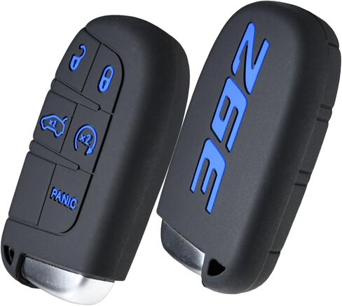 392 Silicone Key Fob Cover for Dodge Charger Challenger SRT Hornet R/T Dart Durango Journey and Jeep Cherokee Compass Renegade Chrysler 300 Keyless 5 Buttons Case Accessories in Saudi Arabia