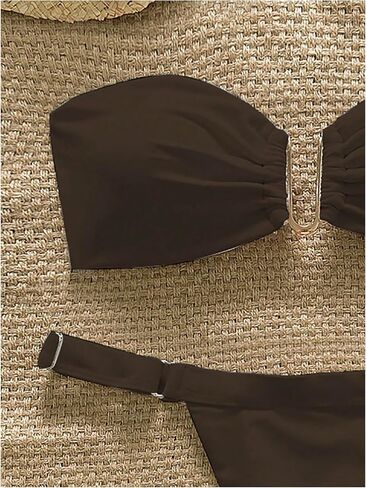 SHENHE Women's Strapless Swimsuits 2 Piece High Cut Cheeky Thong U Wire Bandeau Bikini Set in Saudi Arabia
