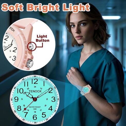 Waterproof Nurse Watch for Medical Professionals Students Women Men, Night Light, 12/24 Hour Military Time Easy to Read Dial, Second Hand Watch for Nursing Day Gifts in Saudi Arabia