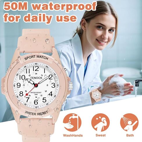 Waterproof Nurse Watch for Medical Professionals Students Women Men, Night Light, 12/24 Hour Military Time Easy to Read Dial, Second Hand Watch for Nursing Day Gifts in Saudi Arabia