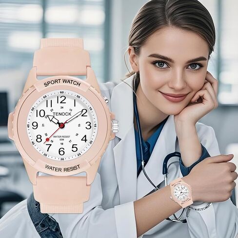 Waterproof Nurse Watch for Medical Professionals Students Women Men, Night Light, 12/24 Hour Military Time Easy to Read Dial, Second Hand Watch for Nursing Day Gifts in Saudi Arabia
