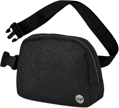 NGIL Mini Belt Bag for Women Crossbody Pack Waist Bag FannyPack with Adjustable Strap Crossbody Pouch for Traveling, Hiking (Glitter-Black) in Saudi Arabia