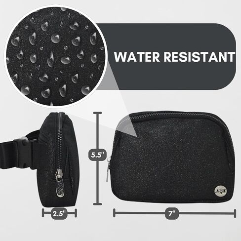 NGIL Mini Belt Bag for Women Crossbody Pack Waist Bag FannyPack with Adjustable Strap Crossbody Pouch for Traveling, Hiking (Glitter-Black) in Saudi Arabia