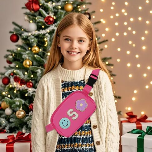 Fanny Pack For Girls Pink Kid Crossbody Bag Chenille M Letter Preppy Belt Bag, Christmas Birthday Graduation Gifts For Girl Teen Daughter Sister, Personalized Nylon Fanny Packs in Saudi Arabia