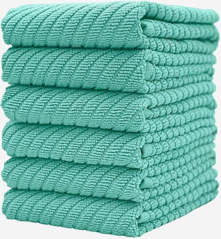 مناشف مطبخ فاخرة (16 بوصة × 25 بوصة، 6 عبوات) | فوط مطبخ قطنية كبيرة | مناشف الأطباق | تصميم نسج قطري | مجموعة مناشف شاي عالية الامتصاص بوزن 445 جرامًا لكل متر مربع مع حلقة تعليق | أحمر in Kuwait