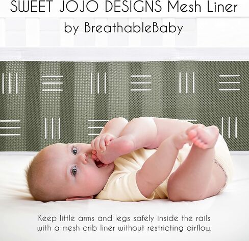 Sweet Jojo Designs + BreathableBaby Bohemian Boho Chic Boy Girl Gender Neutral Breathable Mesh Crib Liner Baby Infant Solid Taupe Ivory Linen Farmhouse Shabby Modern Geometric Arrows in Saudi Arabia