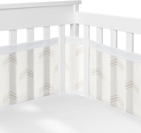 Sweet Jojo Designs + BreathableBaby Bohemian Boho Chic Boy Girl Gender Neutral Breathable Mesh Crib Liner Baby Infant Solid Taupe Ivory Linen Farmhouse Shabby Modern Geometric Arrows in Saudi Arabia